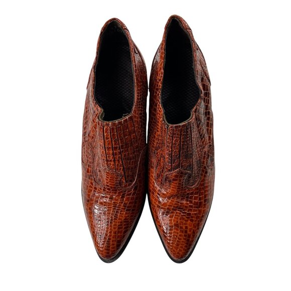 Dingo Embossed Leather Upper Ankle Boots Reptile Print Western Cowgirl Size 7.5 - Picture 3 of 15